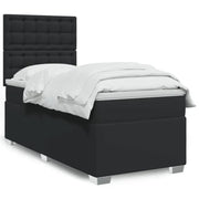 Zwart materiaal boxspringbed met hoogte verstelbaar en schuim afmetingen - enkele maat / knoppwn - Bedden & bedframes