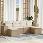Zwart materiaal loungeset met gepoedercoat staal afmetingen voor tuinvelden - beige en crèmekleurig / Met tafel