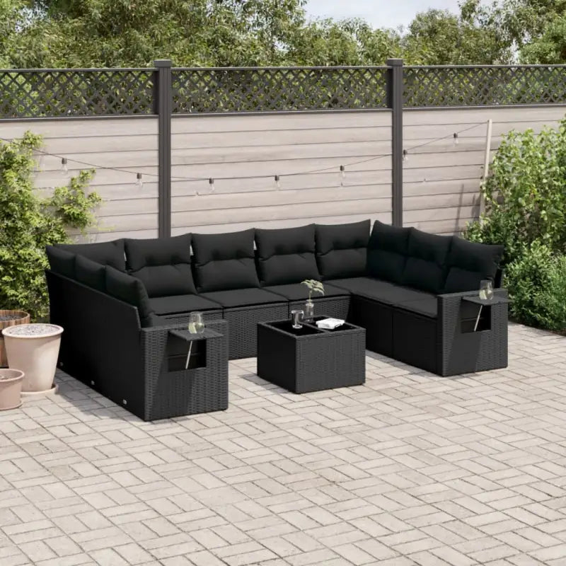 Zwart materiaal loungeset met gepoedercoat staal en afmetingen voor tuin - Tuinsets