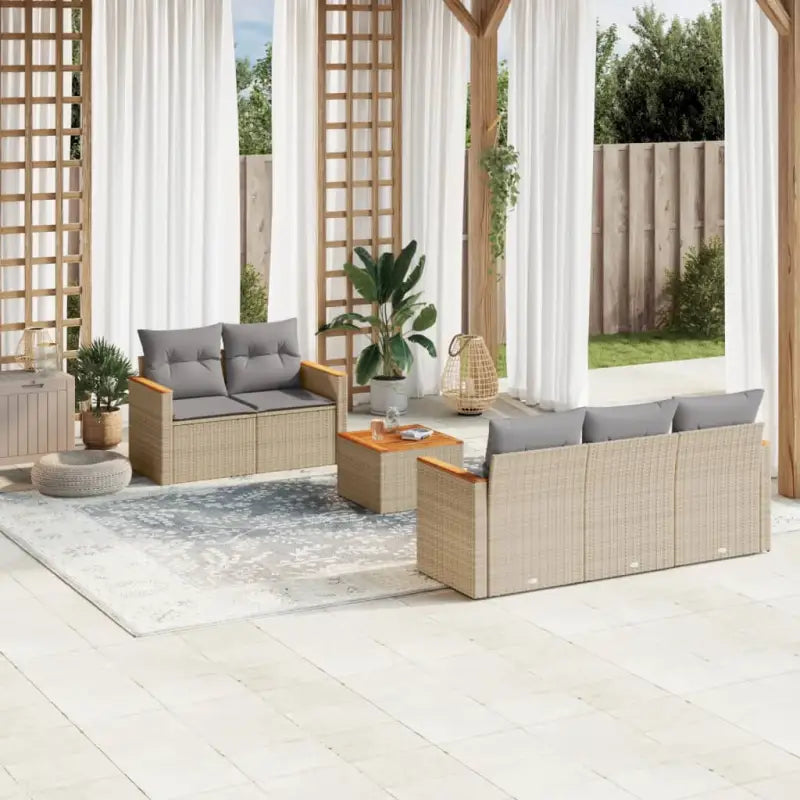 Zwart materiaal loungeset met gepoedercoat staal en afmetingen voor tuin - Gemengd beige - Tuinsets