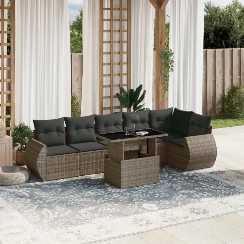 Zwart materiaal loungeset met gepoedercoat staal en afmetingen perfect voor je tuin - Grijs / Met tafel - Tuinsets