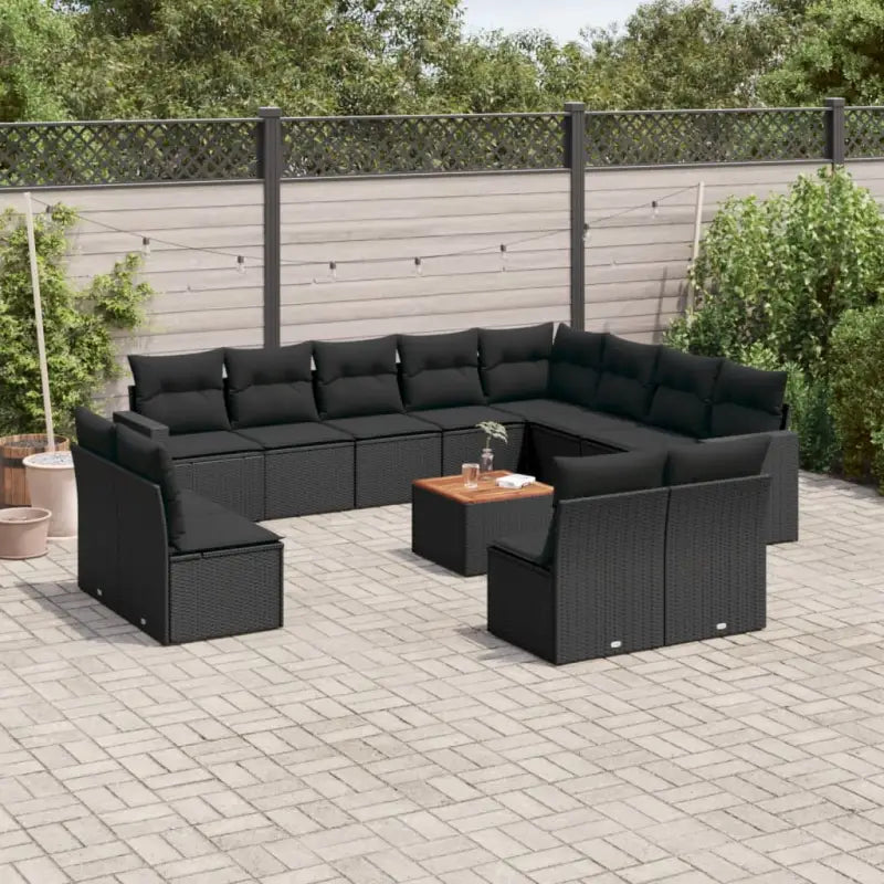 Zwart materiaal loungeset met gepoedercoat staal en comfortabele afmetingen - Tuinsets