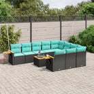 Zwart materiaal loungeset met gepoedercoat staal en comfortabele afmetingen - Zwart / Met tafel - Tuinsets