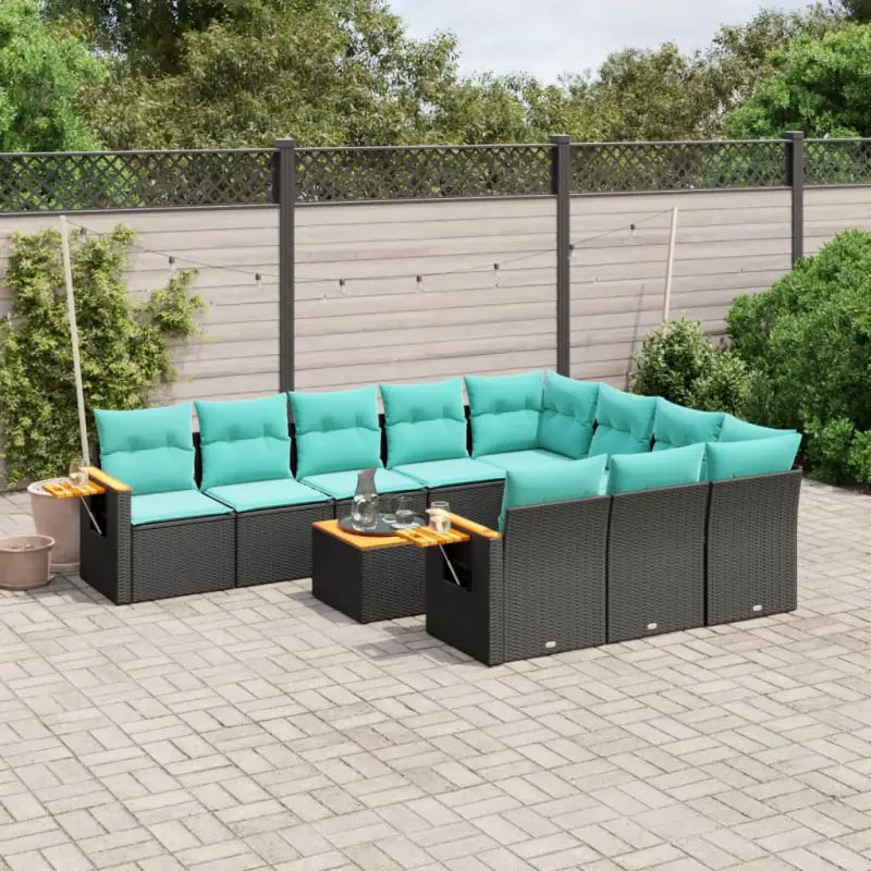 Zwart materiaal loungeset met gepoedercoat staal en comfortabele afmetingen - Zwart / Met tafel - Tuinsets