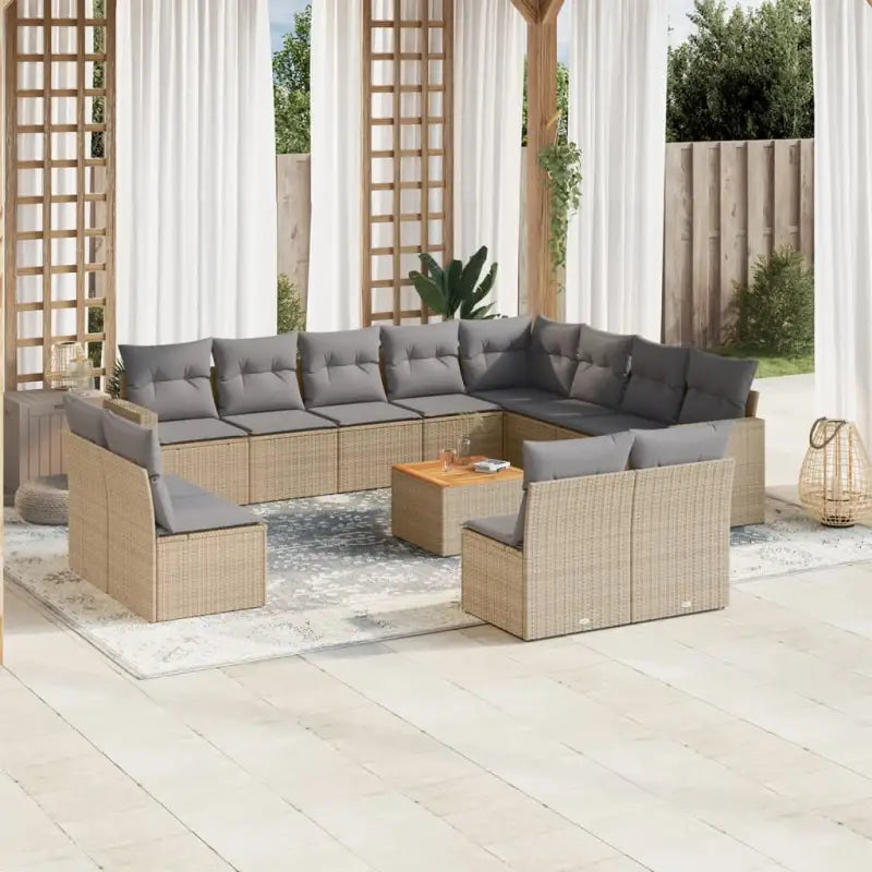 Zwart materiaal loungeset met gepoedercoat staal en comfortabele afmetingen - Beige en grijs - Tuinsets