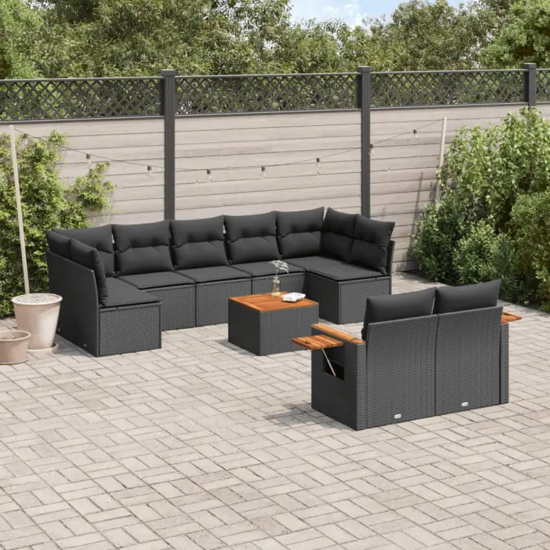 Zwart materiaal loungeset met gepoedercoat staal en comfortabele afmetingen - Zwart / Met tafel - Tuinsets