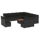 Zwart materiaal loungeset met gepoedercoat staal en goede afmetingen - Tuinsets