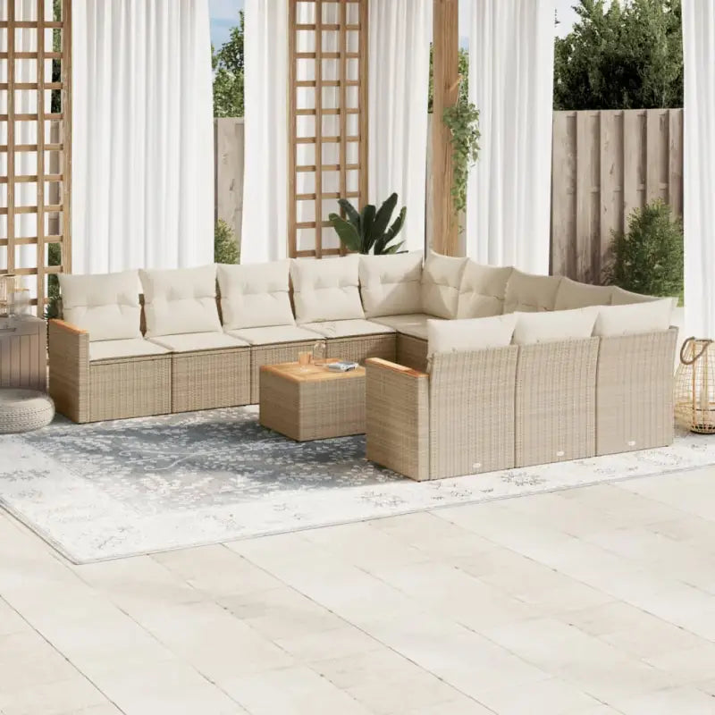 Zwart materiaal loungeset met gepoedercoat staal en waterdichte tas - beige en crèmekleurig / Met tafel - Tuinsets