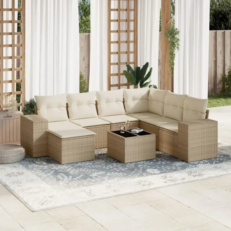 Zwart materiaal loungeset met gepoedercoat staal en waterdichte tas - beige en crèmekleurig / Met tafel - Tuinsets