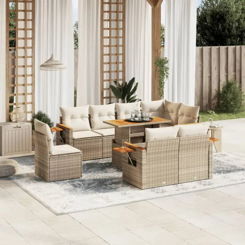 Zwart materiaal loungeset met gepoedercoat staal voor buitencomfort - beige en crèmekleurig / zonder opbergruimte