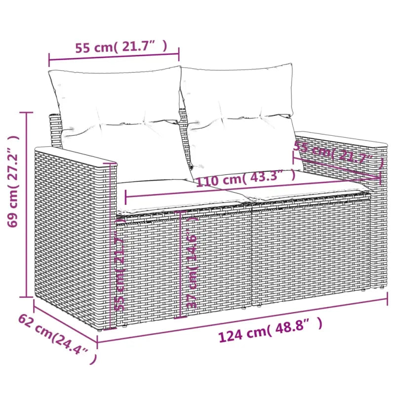 Zwart materiaal loungeset met gepoedercoat staal voor buitenplezier - Tuinsets