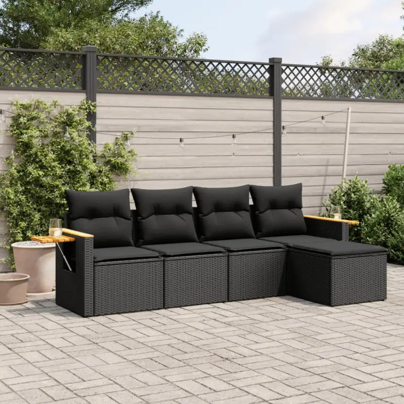 Zwart materiaal loungeset met gepoedercoat staal voor buitenplezier - Zwart / Zonder tafel - Tuinsets