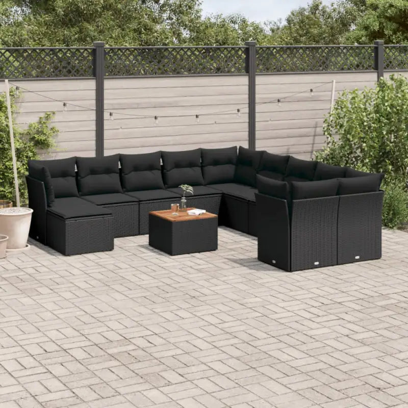 Zwart materiaal loungeset met gepoedercoat staal voor je tuin of terras - Zwart - Tuinsets