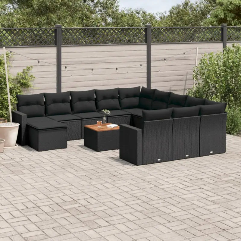 Zwart materiaal loungeset met gepoedercoat staal voor jouw tuin of terras - Zwart - Tuinsets