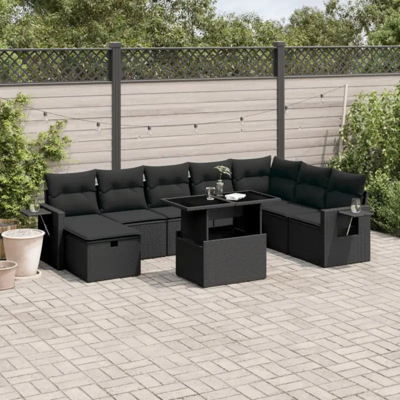 Zwart materiaal loungeset met gepoedercoat staal voor jouw tuin of terras - Zwart / zonder opbergruimte - Tuinsets