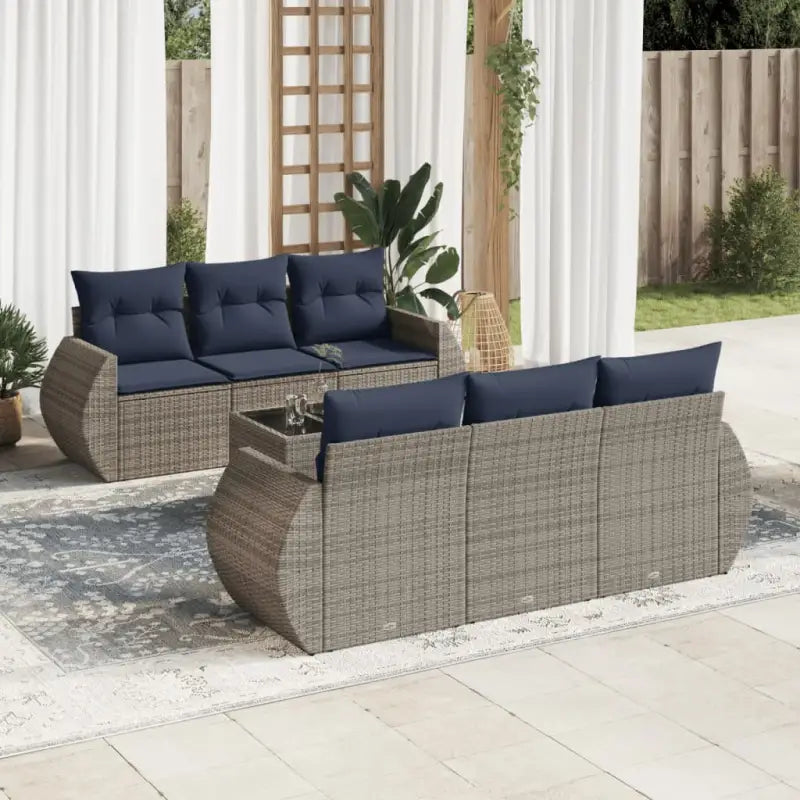 Zwart materiaal loungeset met gepoedercoat staal voor jouw tuin of terras - Grijs - Tuinsets