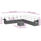 Zwart materiaal loungeset met gepoedercoat staal voor terras of tuin - Tuinsets