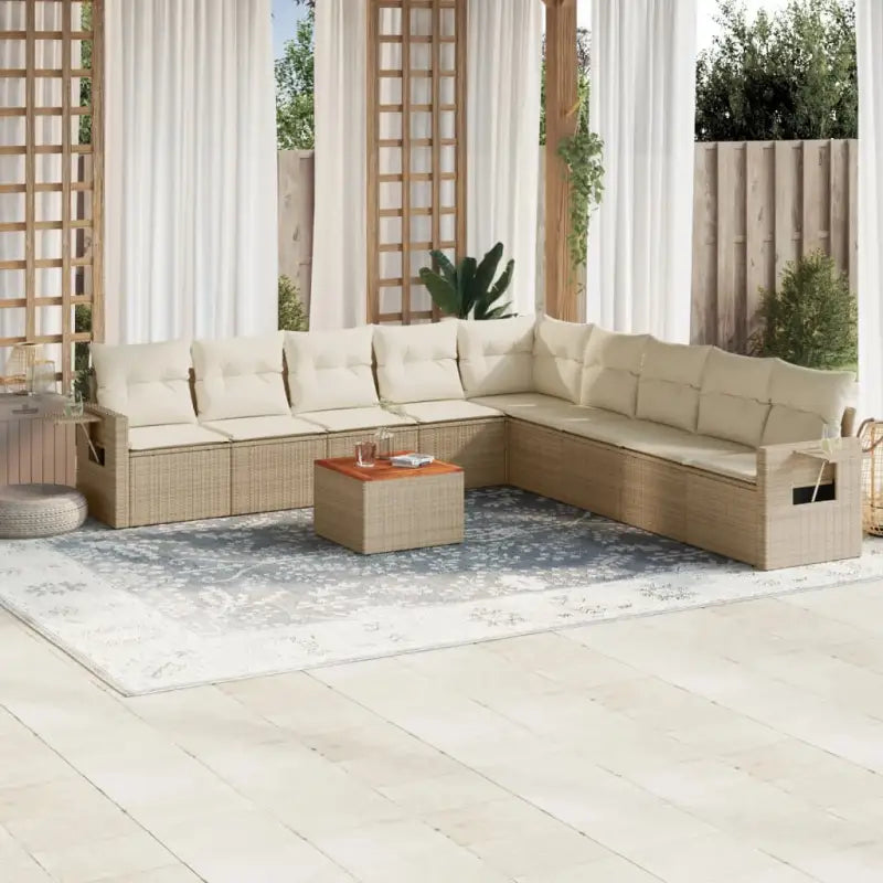 Zwart materiaal loungeset met gepoedercoat staal voor terras of tuin - Beige - Tuinsets