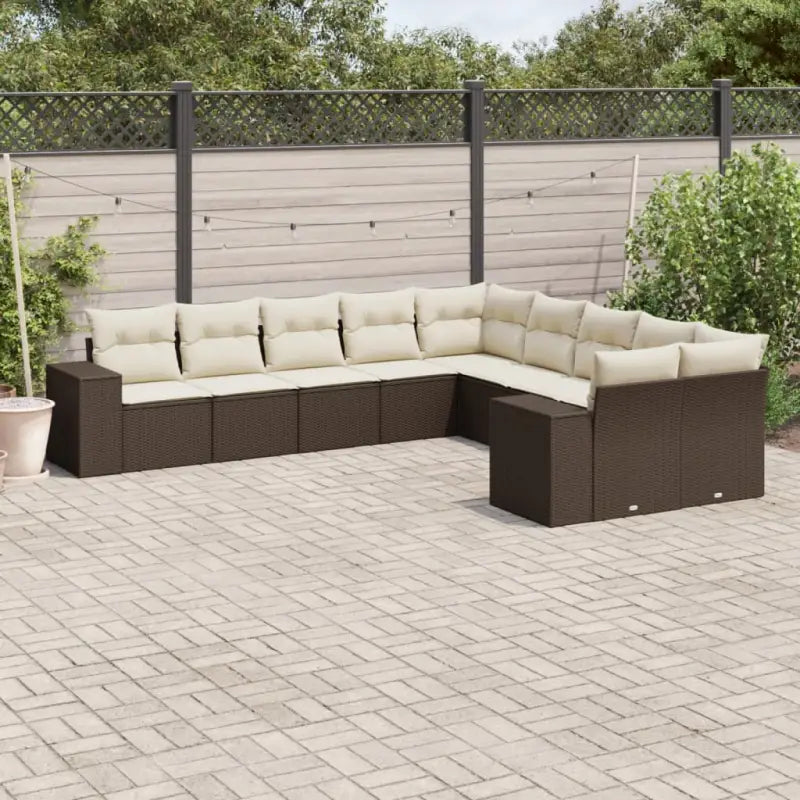 Zwart materiaal loungeset met gepoedercoat staal voor tuin en terras - Bruin en crème / Zonder tafel - Tuinsets