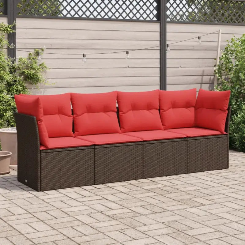 Zwart materiaal loungeset met gepoedercoat staal voor tuin en terras - Bruin en rood / Zonder tafel - Tuinsets