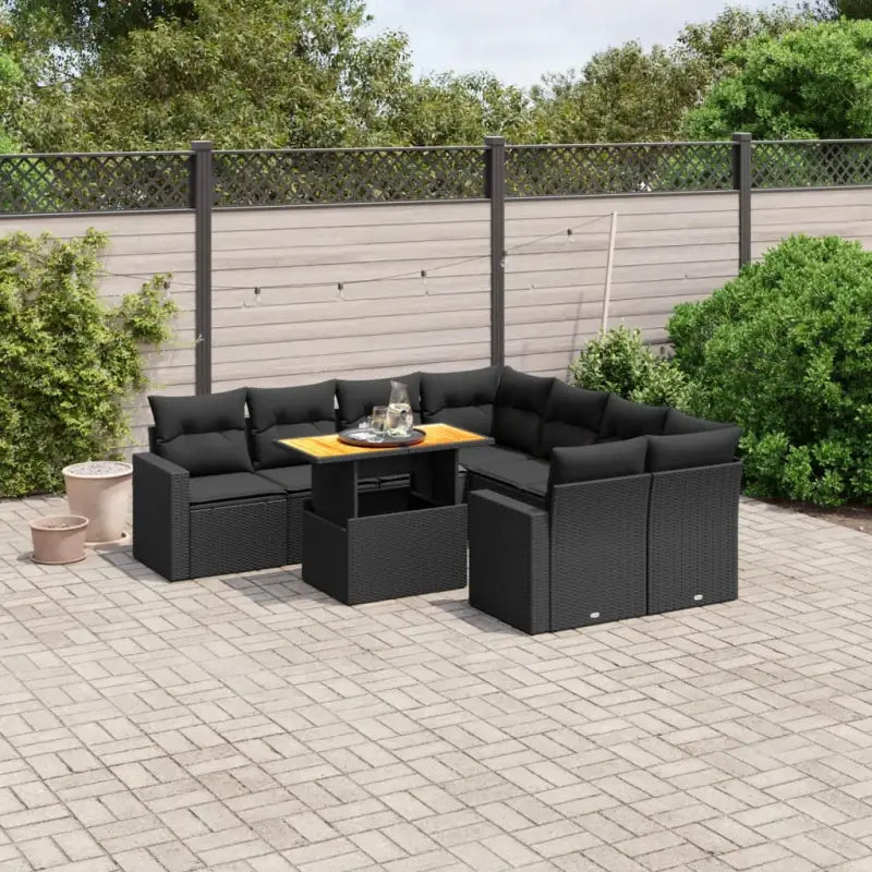 Zwart materiaal loungeset met gepoedercoat staal voor tuin en terras - Zwart / zonder opbergruimte - Tuinsets