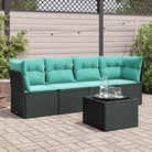 Zwart materiaal loungeset met gepoedercoat staal voor tuin en terras - Zwart en blauw / Met tafel - Tuinsets