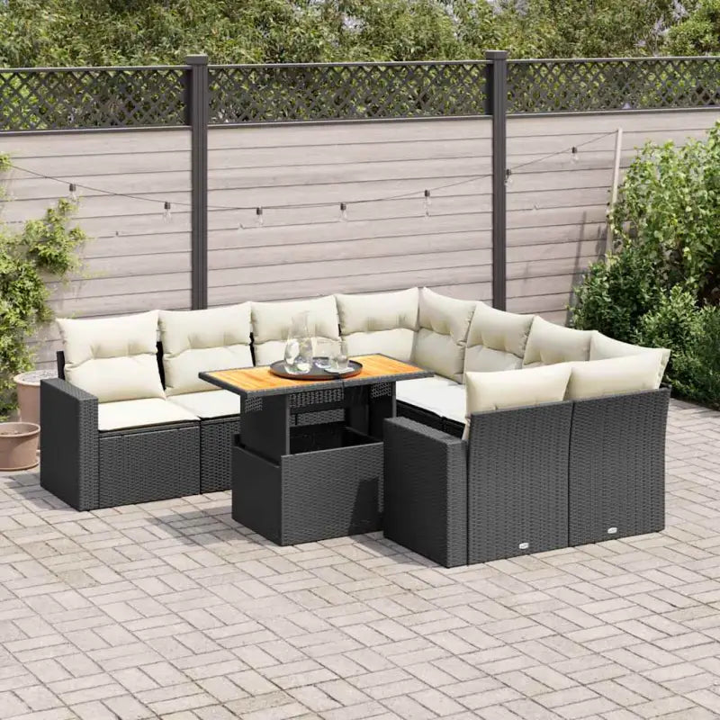Zwart materiaal loungeset met gepoedercoat staal voor tuin en terras - Zwart en crème / met opbergruimte - Tuinsets