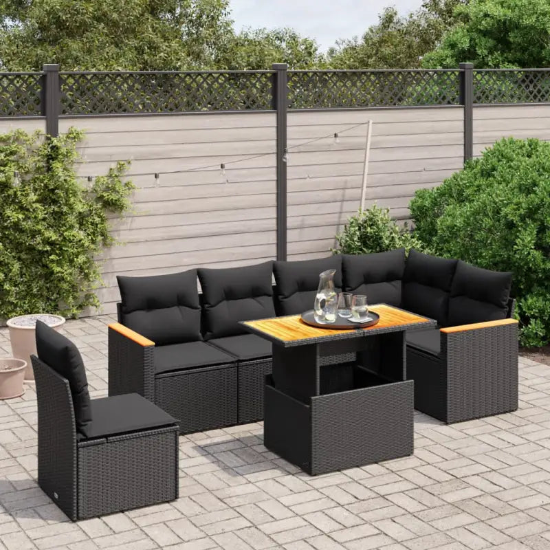 Zwart materiaal loungeset met gepoedercoat staal voor tuin of terras - Zwart - Tuinsets