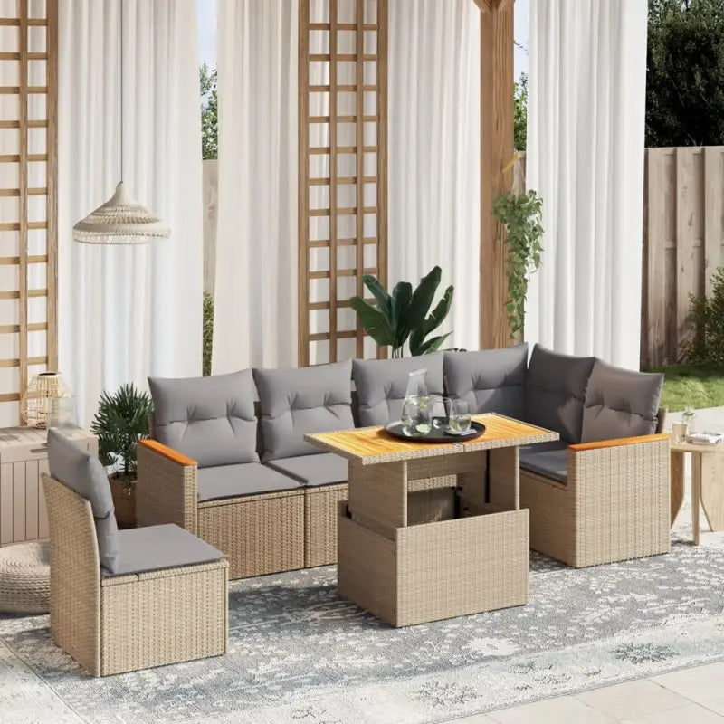 Zwart materiaal loungeset met gepoedercoat staal voor tuin of terras - Beige en grijs - Tuinsets