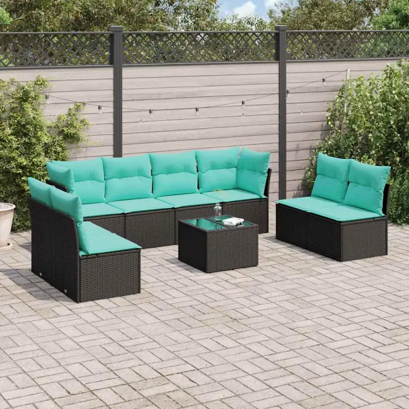 Zwart materiaal loungeset met gepoedercoat staalafmetingen voor buiten - Zwart en blauw / Met tafel - Tuinsets
