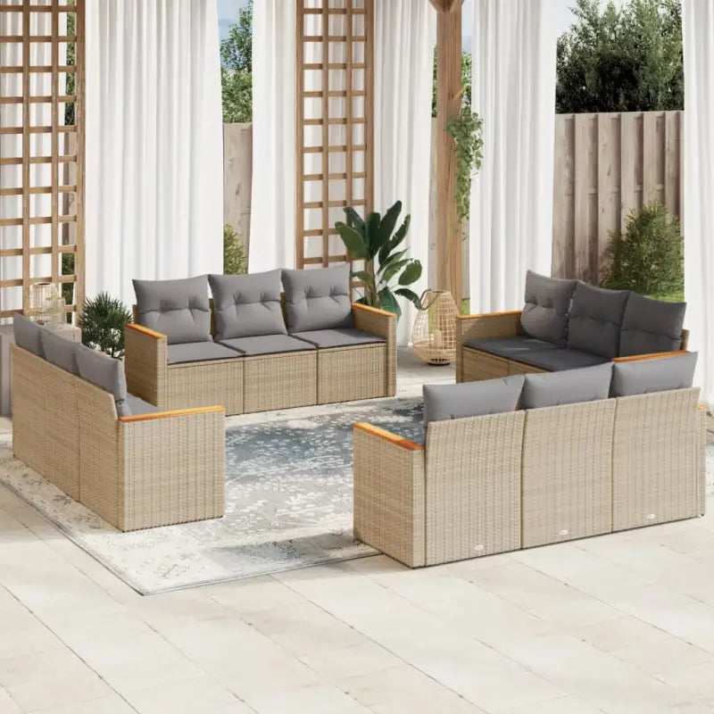 Zwart materiaal loungeset met poly rattan en gepoedercoat staal afmetingen - Gemengd beige / Zonder tafel - Tuinsets