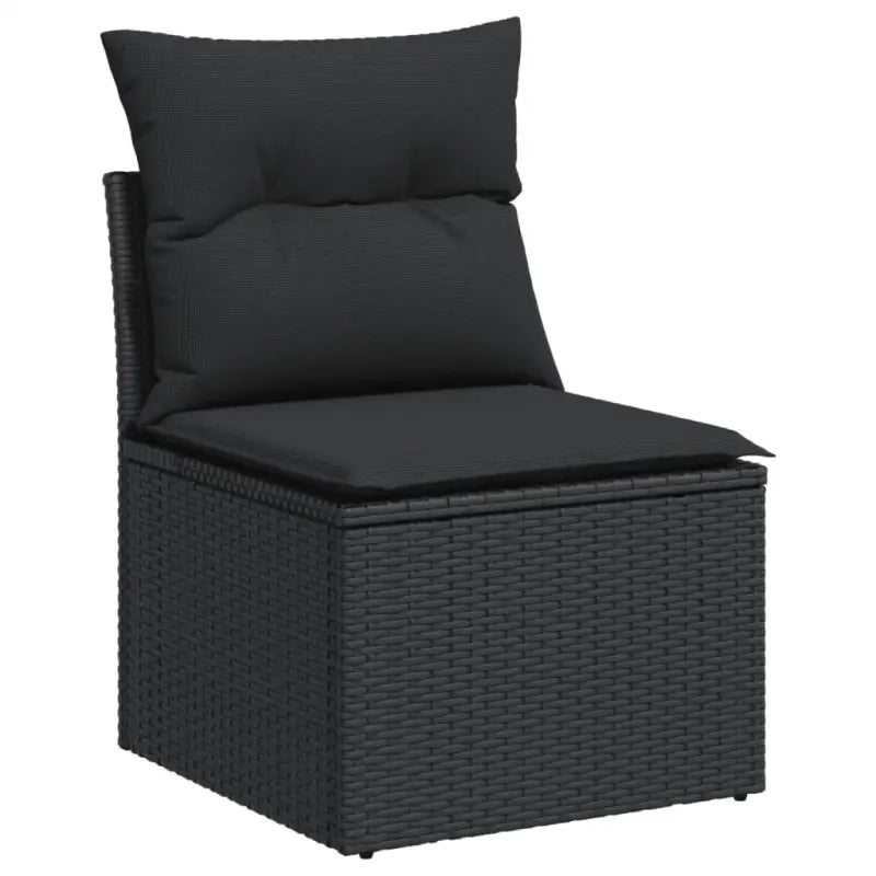Zwart materiaal loungeset met poly rattan en gepoedercoat staal afmetingen - Tuinsets