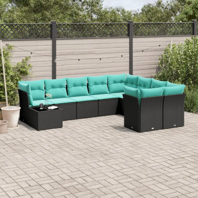 Zwart materiaal loungeset met poly rattan en gepoedercoat staal - Tuinsets