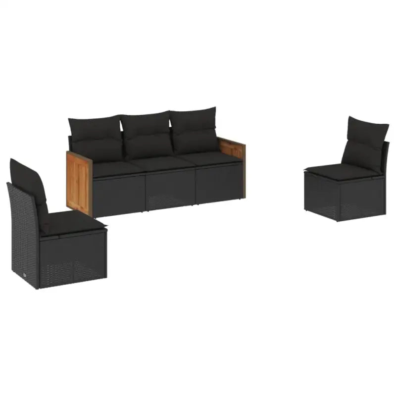 Zwart materiaal loungeset met poly rattan en gepoedercoat staal afmetingen - Tuinsets