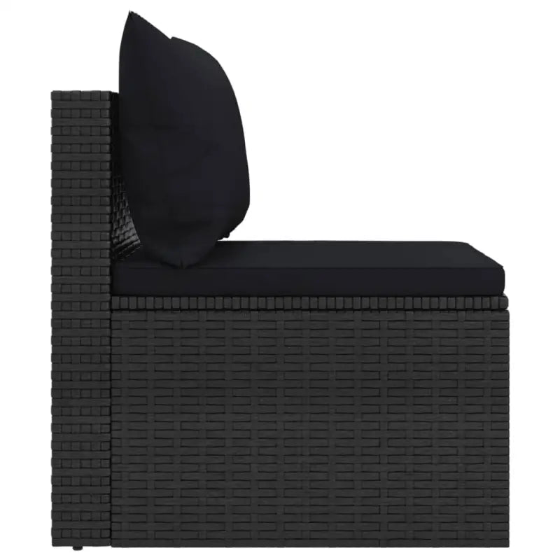 Zwart materiaal loungeset met poly rattan en gepoedercoat staal - Zwart / 4 - Tuinsets