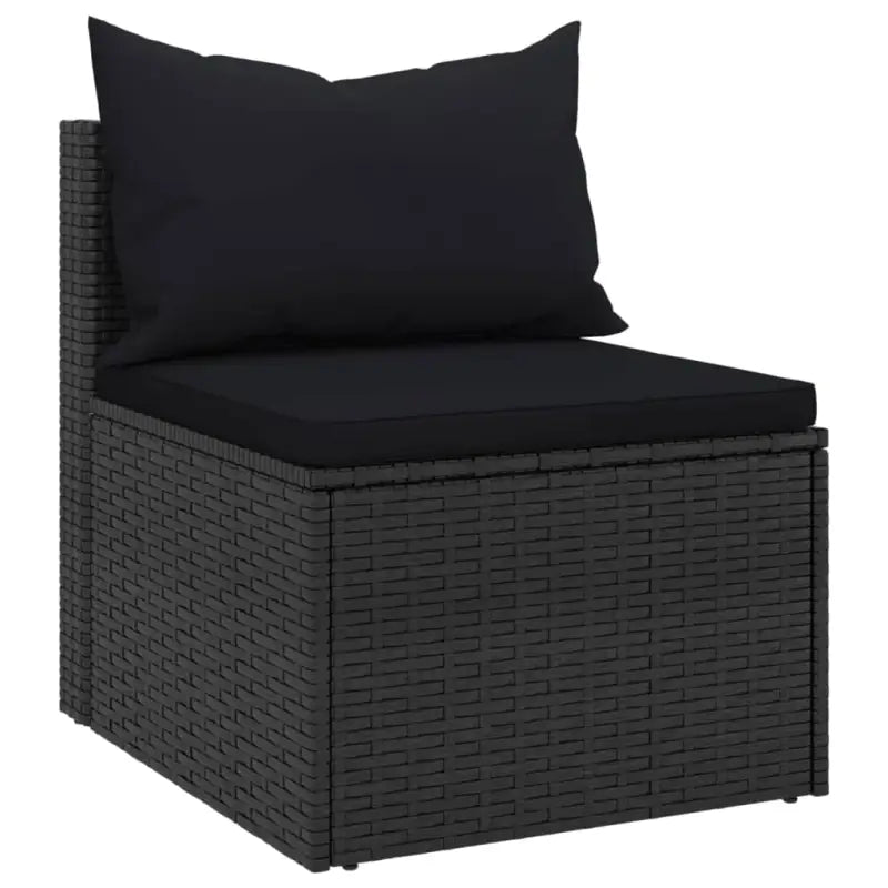 Zwart materiaal loungeset met poly rattan en gepoedercoat staal - Zwart / 4 - Tuinsets
