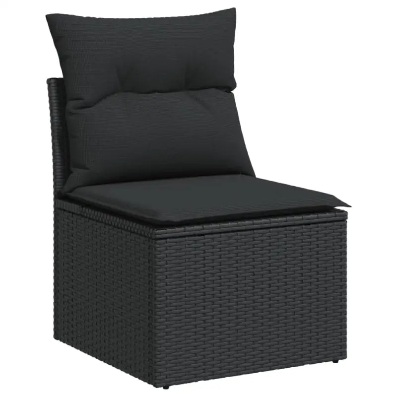 Zwart materiaal loungeset met poly rattan en gepoedercoat staal afmetingen - Tuinsets