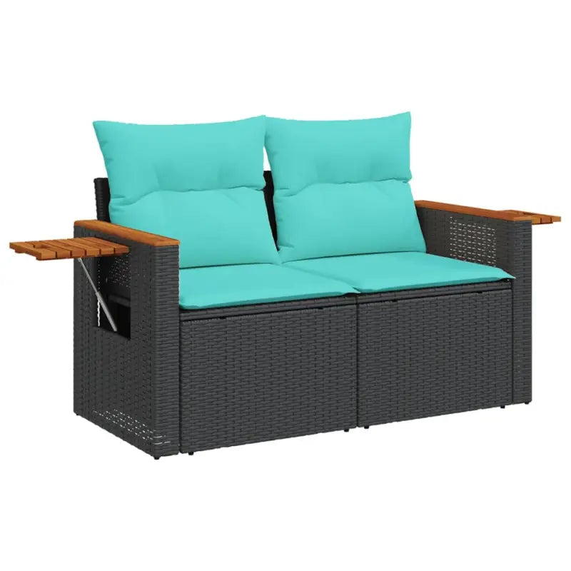 Zwart materiaal loungeset met poly rattan en gepoedercoat staal - Tuinsets