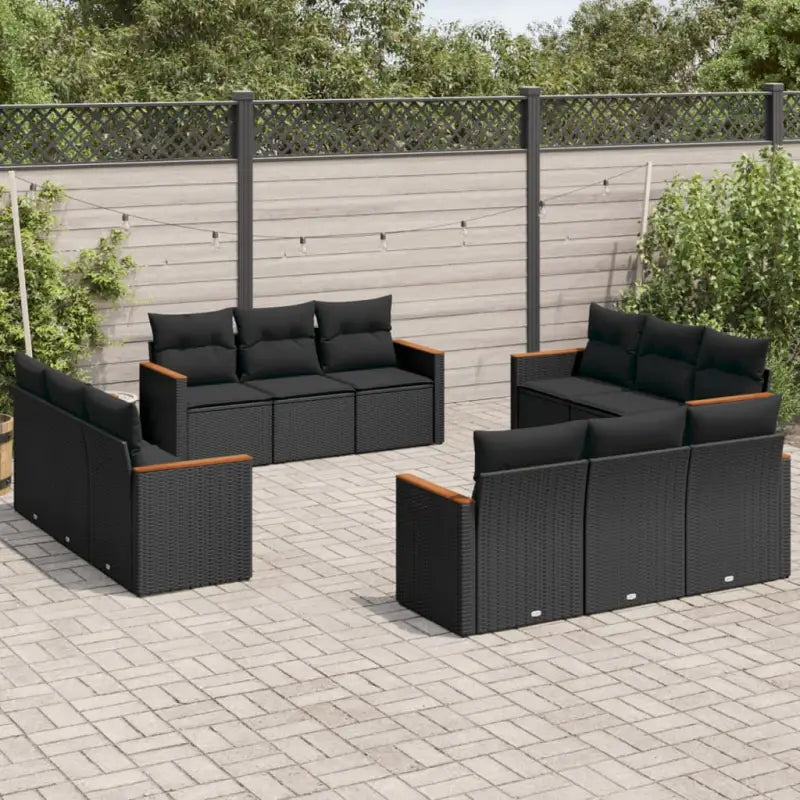 Zwart materiaal loungeset met poly rattan en gepoedercoat staal afmetingen - Zwart / Zonder tafel - Tuinsets