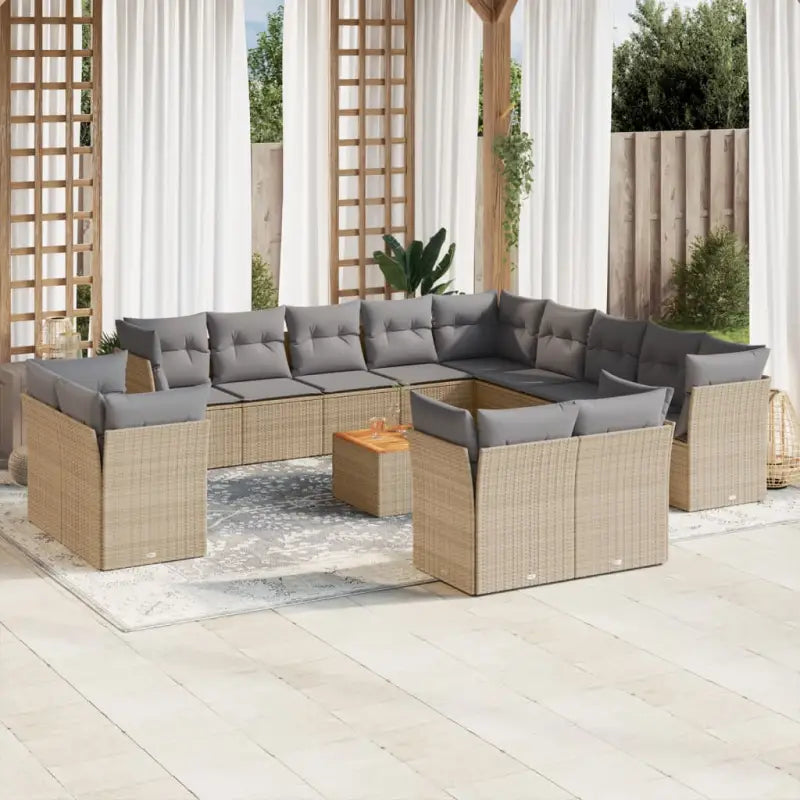 Zwart materiaal loungeset met waterdichte tas en gepoedercoat staal - beige mix en lichtgrijs - Tuinsets