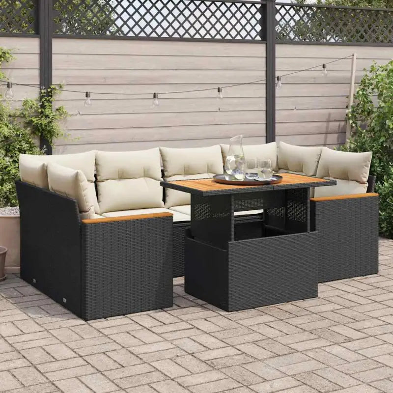 Zwart materiaal loungeset met waterdichte tas en gepoedercoat staal - Zwart en crème / met opbergruimte - Tuinsets