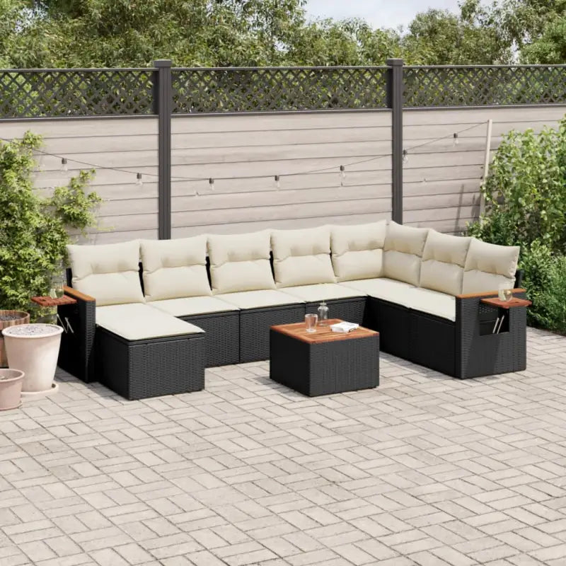 Zwart materiaal loungeset met waterdichte tas en gepoedercoat staal - Zwart en crème / Met tafel - Tuinsets