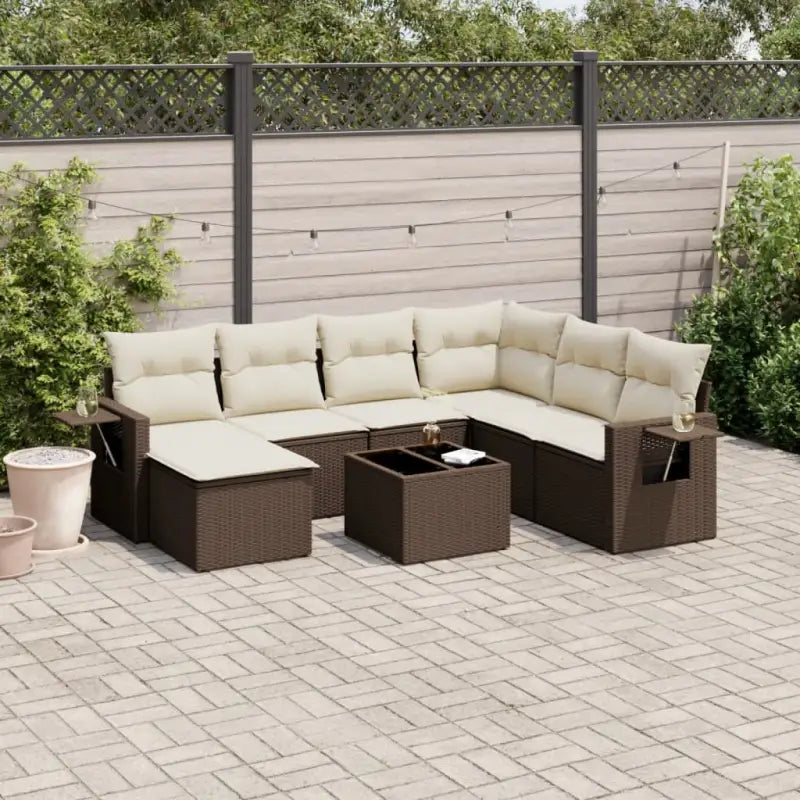 Zwart materiaal loungeset met waterdichte tas en gepoedercoat staal - Bruin en crème / Met tafel - Tuinsets