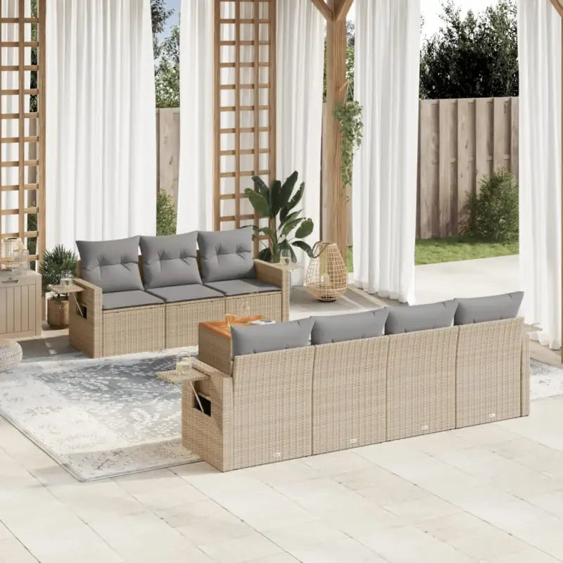 Zwart materiaal loungeset met waterdichte tas en gepoedercoat staal - Beige en grijs - Tuinsets