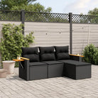 Zwart materiaal loungeset met waterdichte tas en gepoedercoat staal - Zwart / Zonder tafel - Tuinsets