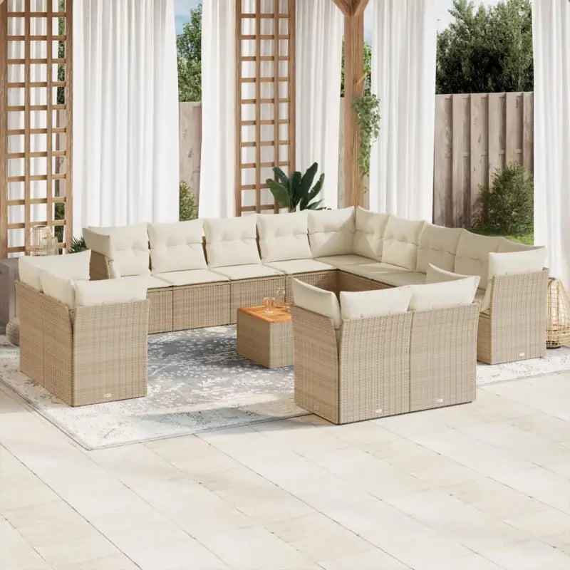 Zwart materiaal loungeset met waterdichte tas en gepoedercoat staal - beige en crèmekleurig - Tuinsets