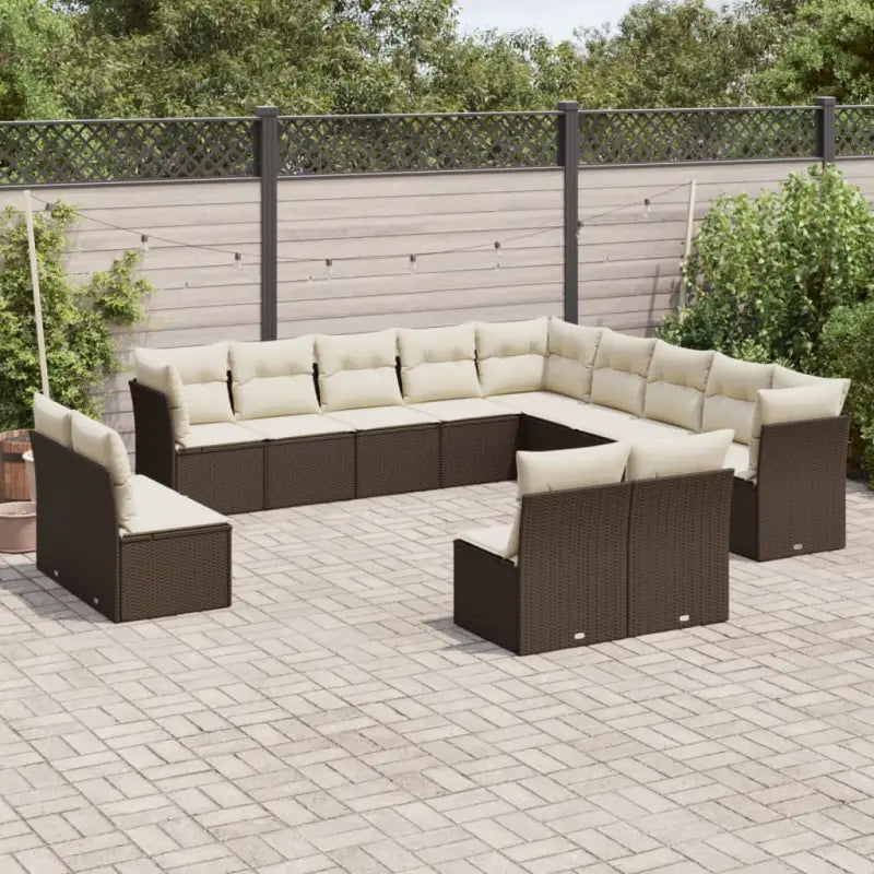 Zwart materiaal Loungeset met waterdichte tas en gepoedercoat staal - Bruin en crème / Zonder tafel - Tuinsets
