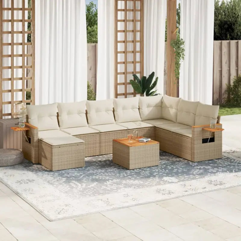 Zwart materiaal loungeset met waterdichte tas en gepoedercoat staal - beige en crèmekleurig / Met tafel - Tuinsets