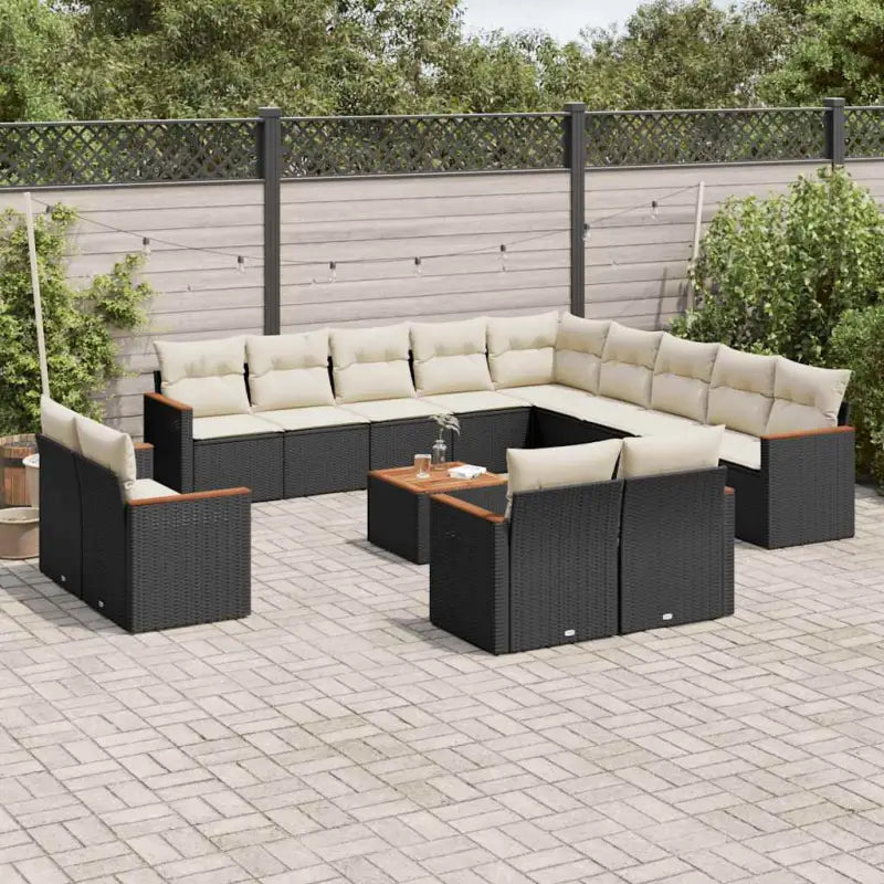 Zwart materiaal loungeset met waterdichte tas en gepoedercoat staal - Zwart en crème / Met tafel - Tuinsets