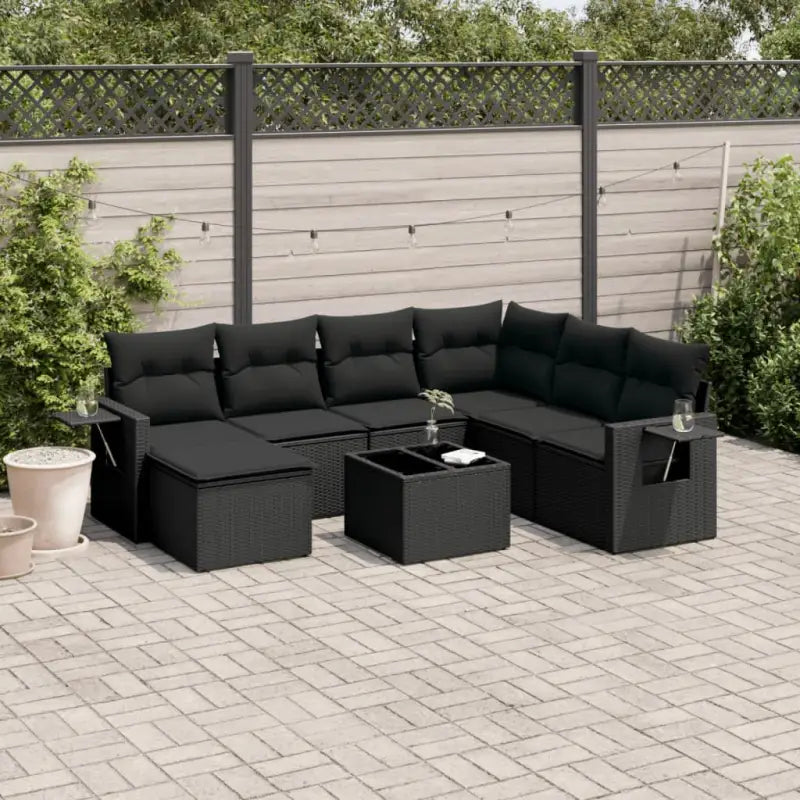 Zwart materiaal loungeset met waterdichte tas en gepoedercoat staal - Zwart / Met tafel - Tuinsets
